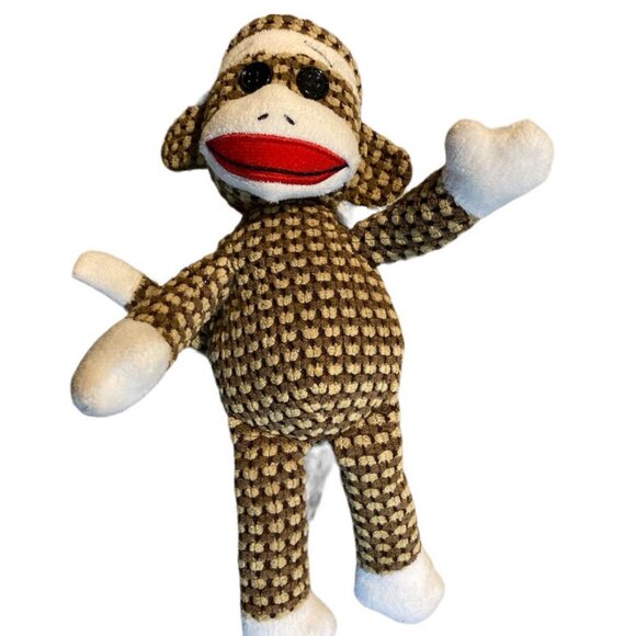 KISMET Sweat Pants Sock Monkey Fleece Size Small Elastic Waist & 2 Plush Monkeys - Picture 13 of 14